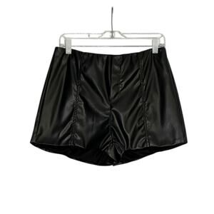 Shein black faux leather shorts size Large
